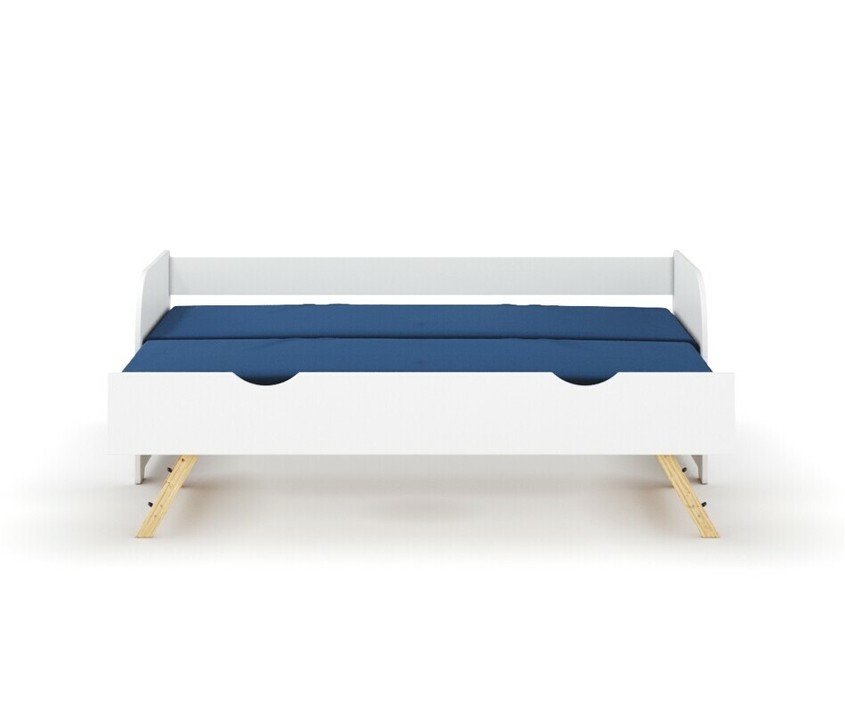 Sommier gigogne bois d�pli� Bali blanc - vue de face