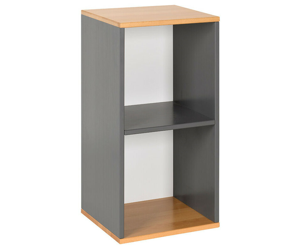 Meuble étagère 2 Cases Rangement Effet Bois Foncé - Style Industriel 67.5cm