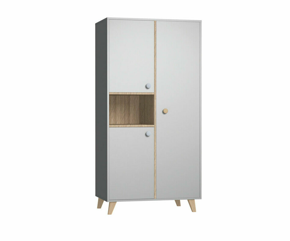 Armoire Pepper Grise et Bois 2 portes