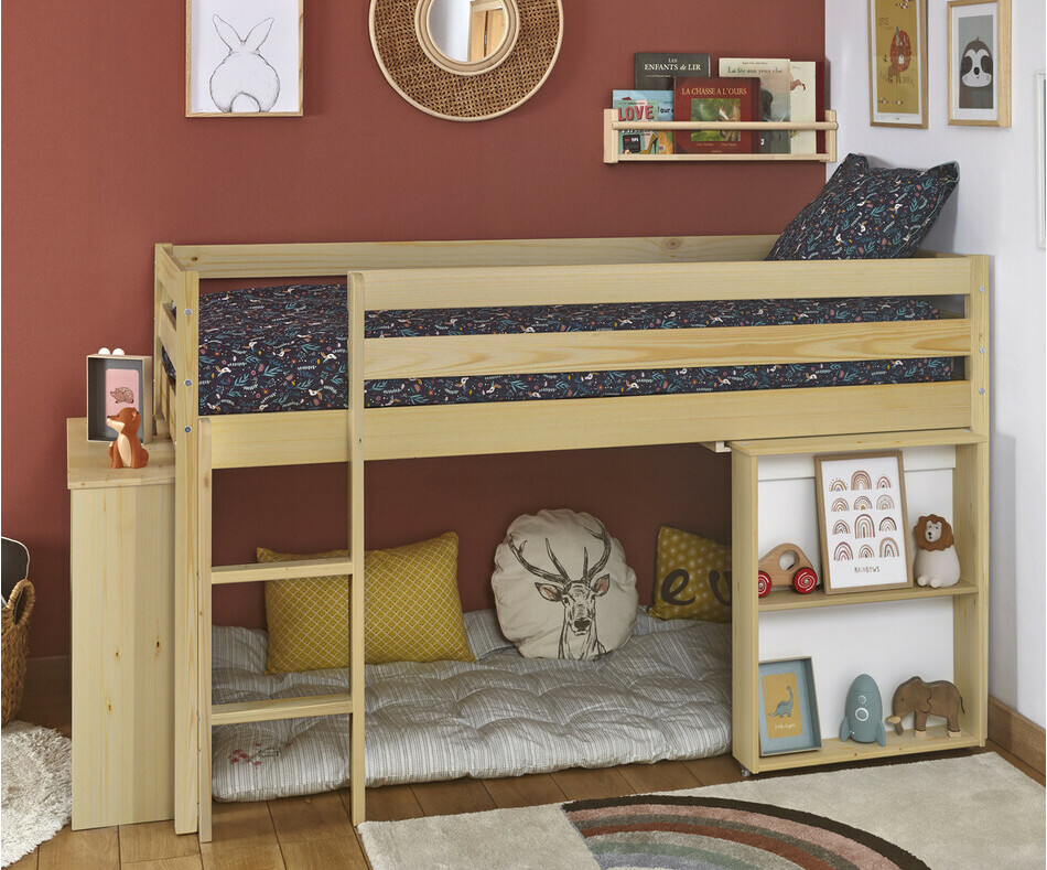Lit mi-hauteur Tamis enfant bois naturel