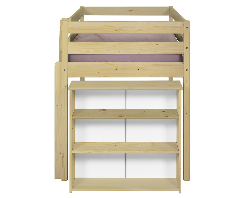 Lit mi-hauteur Tamis enfant bois vue de côté avec matelas Lit mi-hauteur Tamis enfant bois vue de côté avec matelas