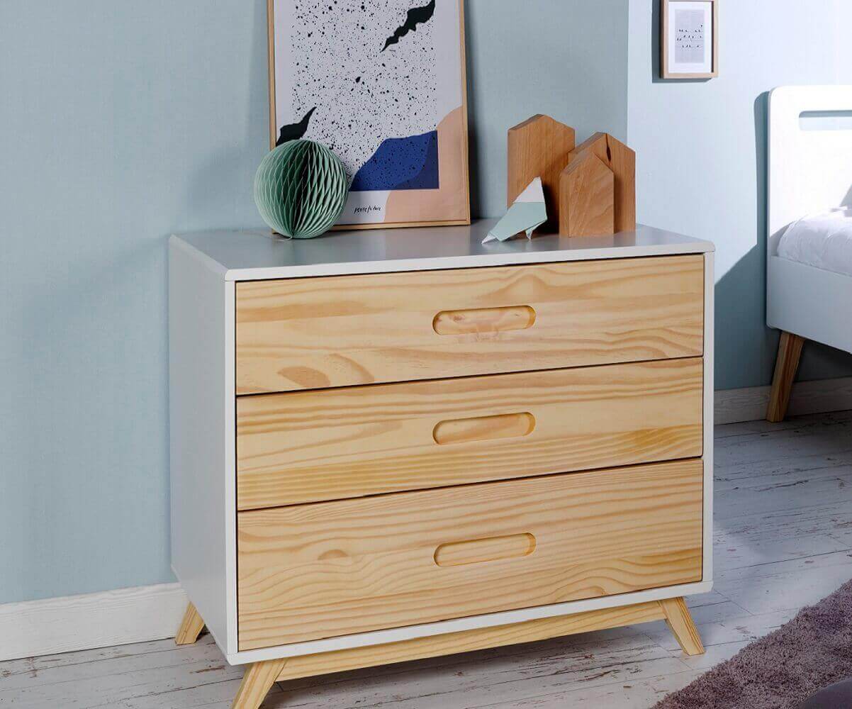 Commode Bébé Songe Blanche et Bois Commode Bébé Songe Blanche et Bois