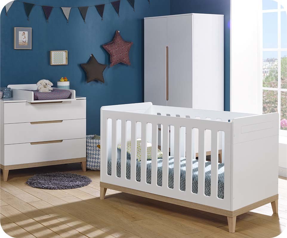 Chambre Bébé Complète Riga Blanche et Bois