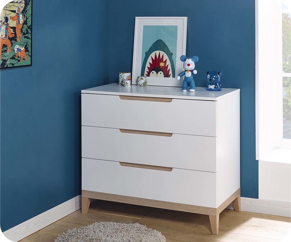 Commode Enfant Riga Blanche et Bois
