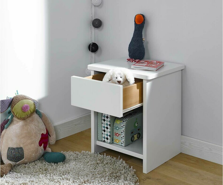 Chevet Enfant Twist Blanc avec Tiroir ouvert
