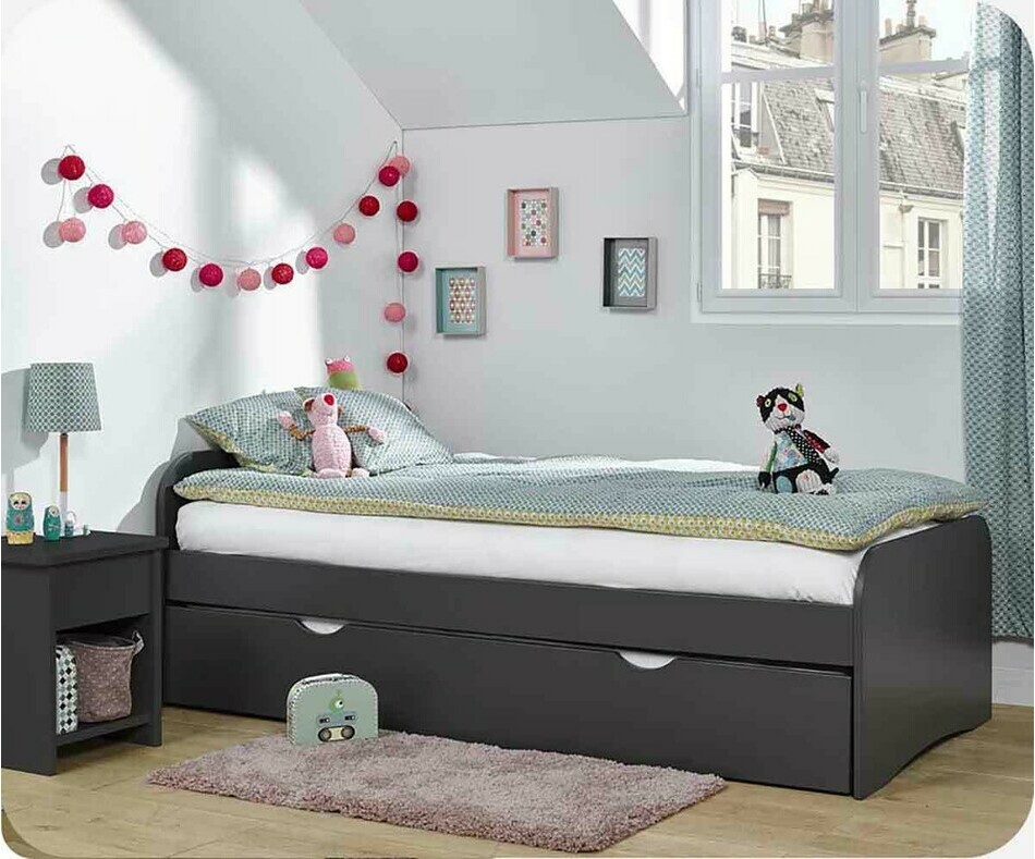 Lit enfant Twist gris anthracite avec tiroir en option