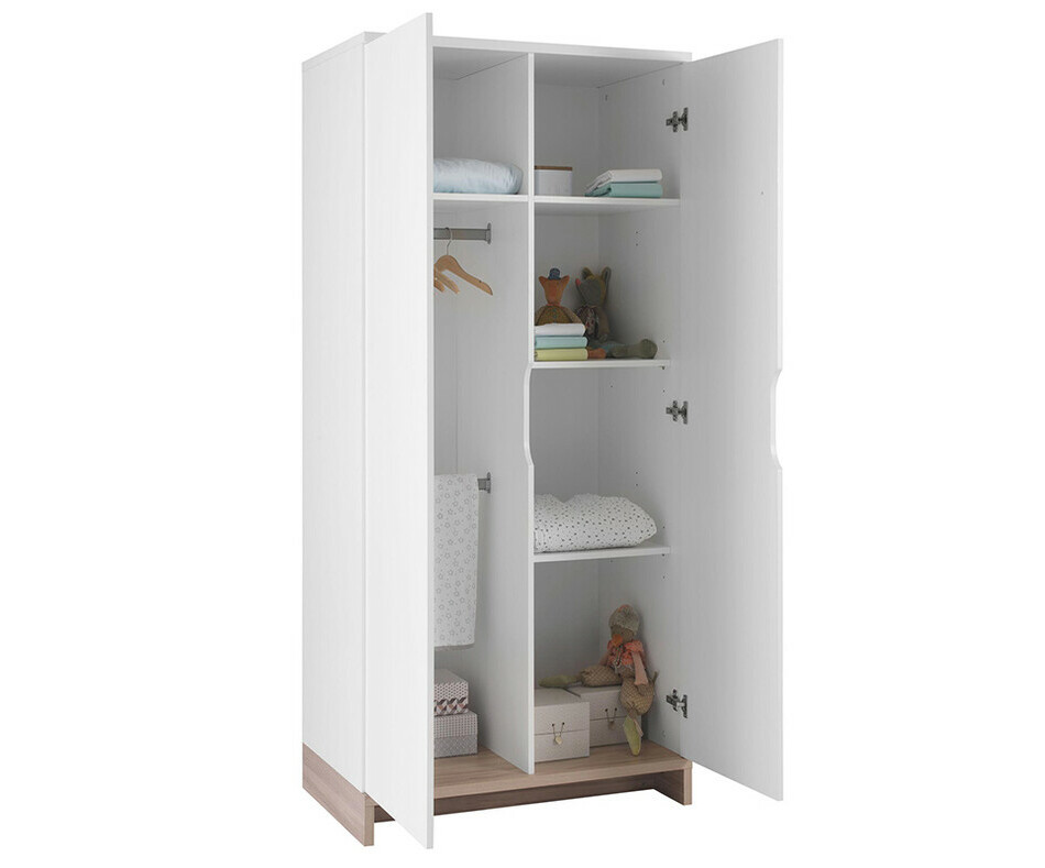 Armoire Bb Plume Blanche et Bois ouverte