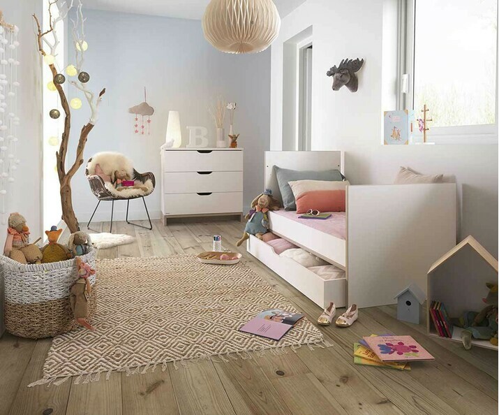 Mini Chambre Bb Plume Blanche et Bois volue