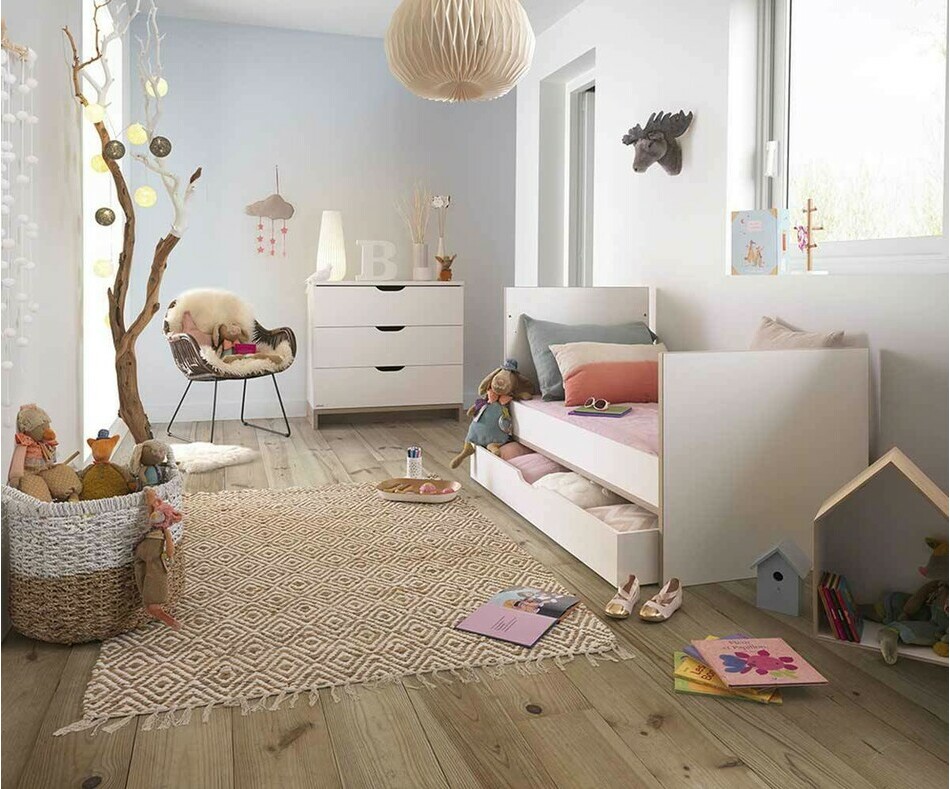 Mini Chambre Bb Plume Blanche et Bois volue