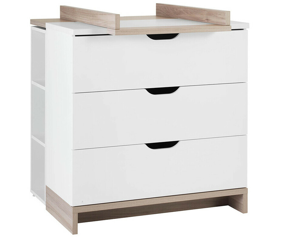 Commode bb Plume blanche et bois avec Plan  langer