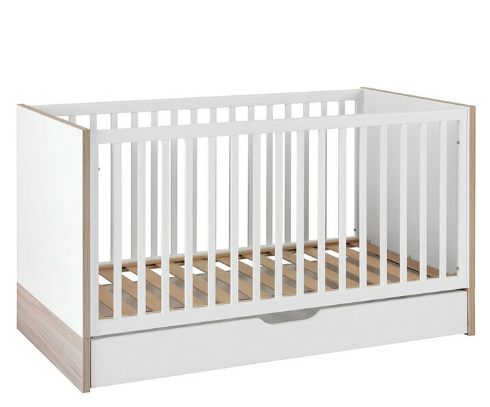 Lit Bb Evolutif Plume blanc et bois et son Tiroir de Lit 