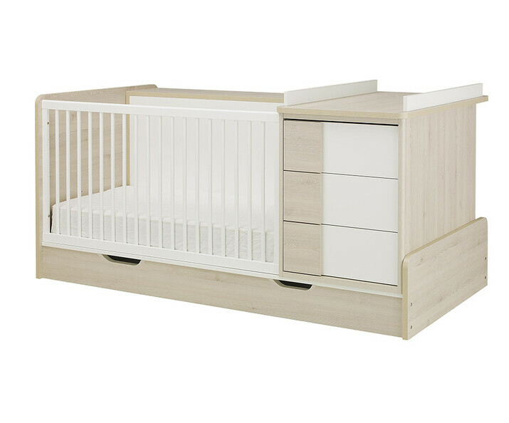 Lit bb volutif Combin Lili bois et blanc (tiroir de lit en option)