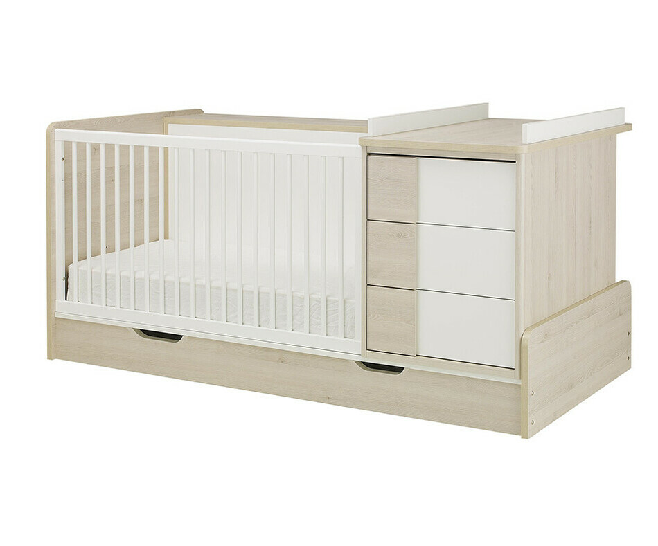 Lit bb volutif Combin Lili bois et blanc (tiroir de lit en option)