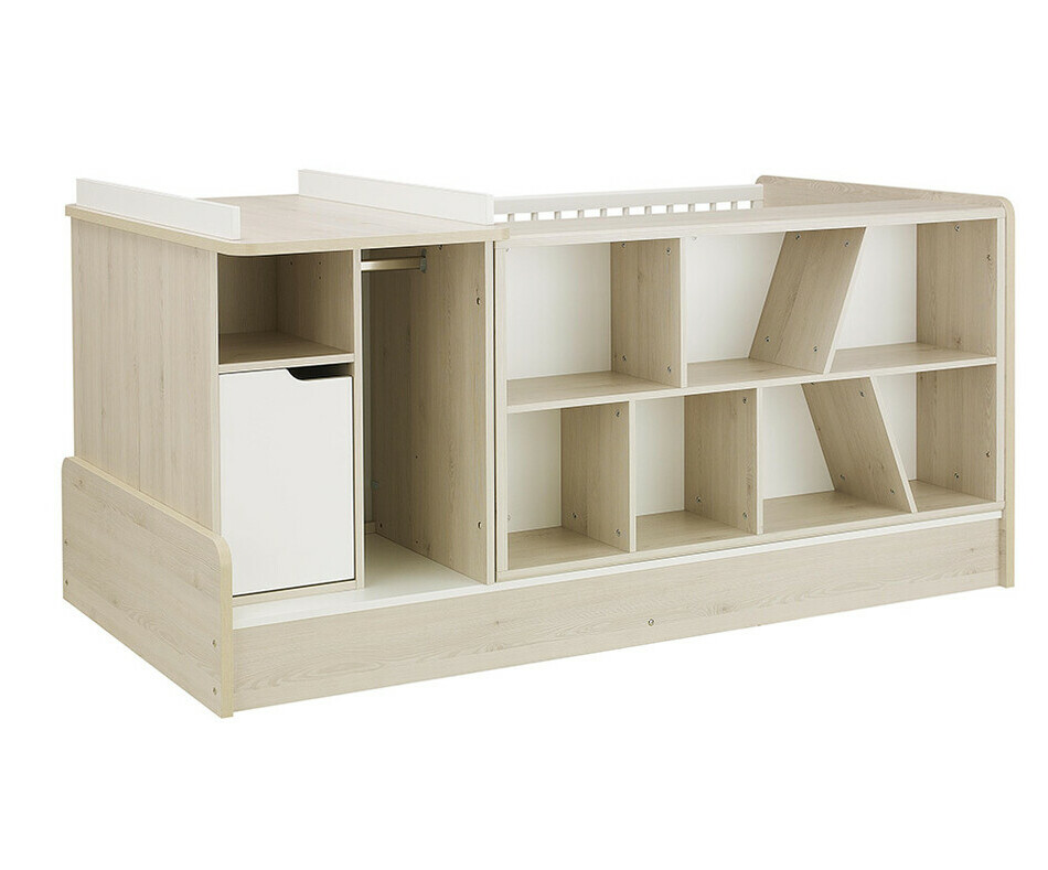 Arrire du lit bb combin volutif Lili bois et blanc 