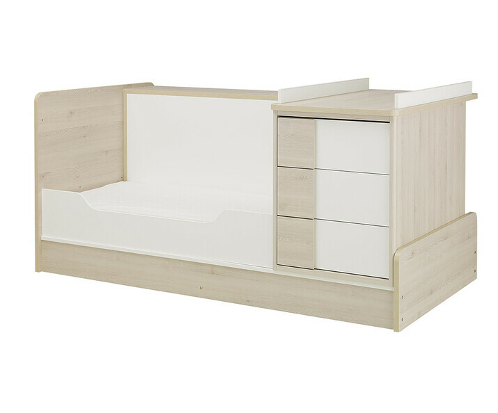 Lit bb volutif combin Lili bois et blanc ( lit bb banquette) 