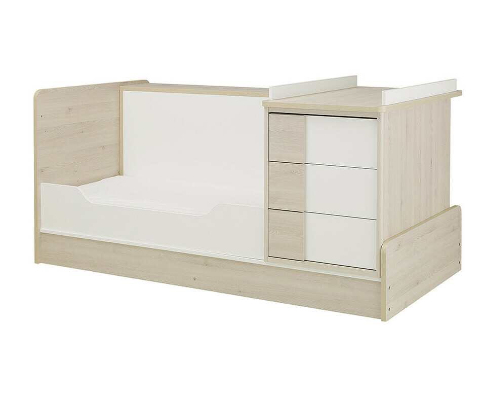 Lit bb volutif combin Lili bois et blanc ( lit bb banquette) 