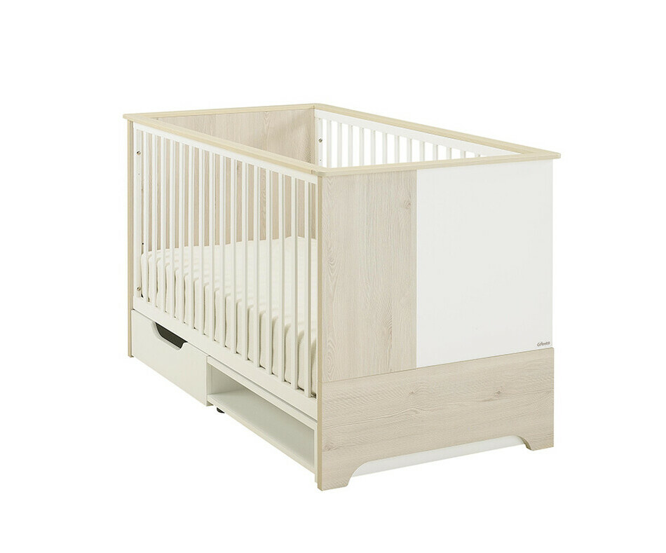 Lit bb volutif Lilas bois et blanc (tiroir de lit en option)