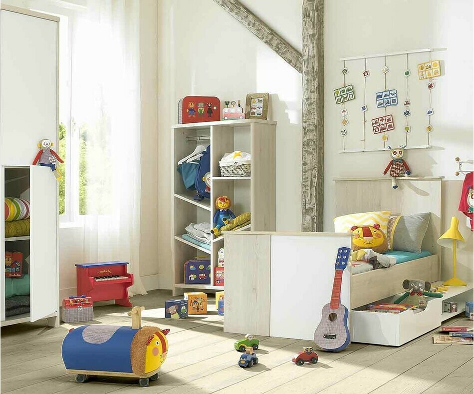 Chambre bb Lili bois et blanche -avec lit transform- 