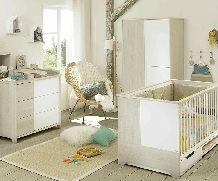 Chambre bébé complète Lili bois et blanche 