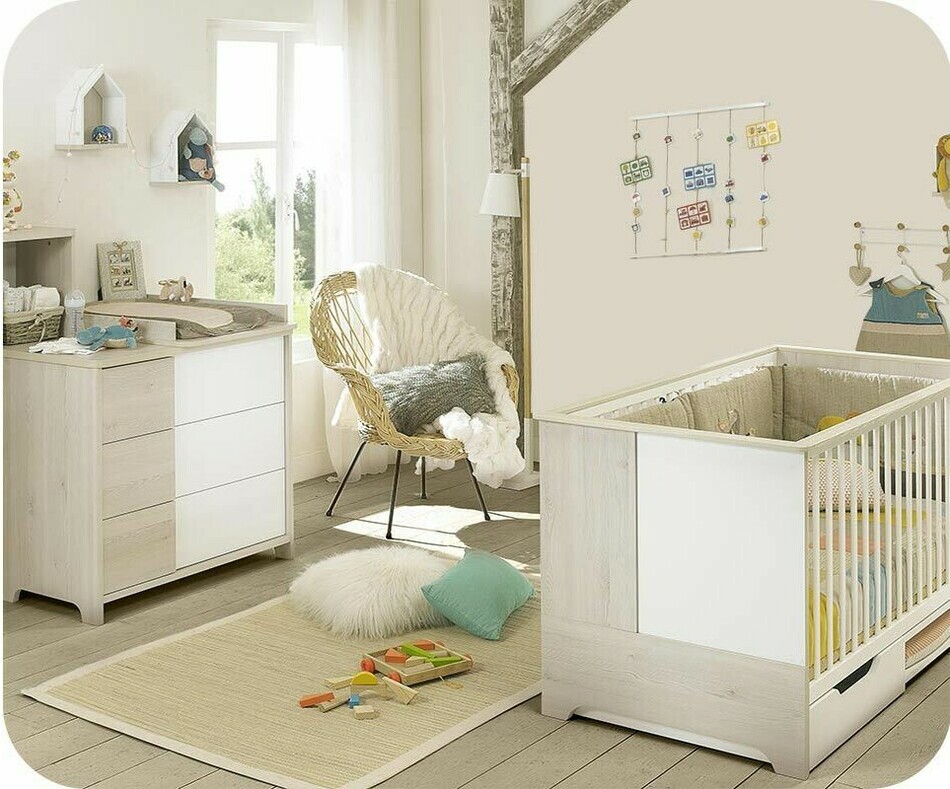 Mini Chambre Bb Lili Bois et Blanche