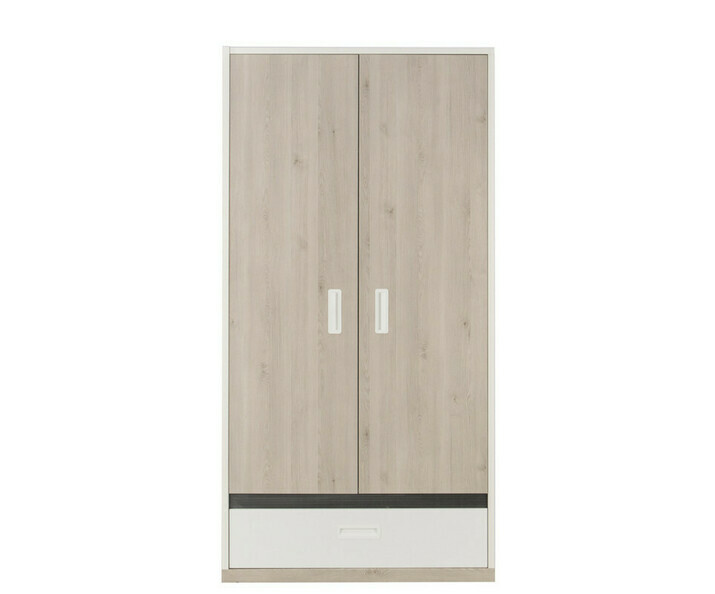 Armoire 2 Portes Ilo Bois et Blanc 