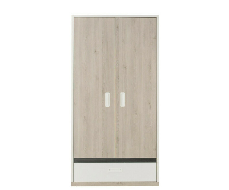 Armoire 2 Portes Ilo Bois et Blanc 