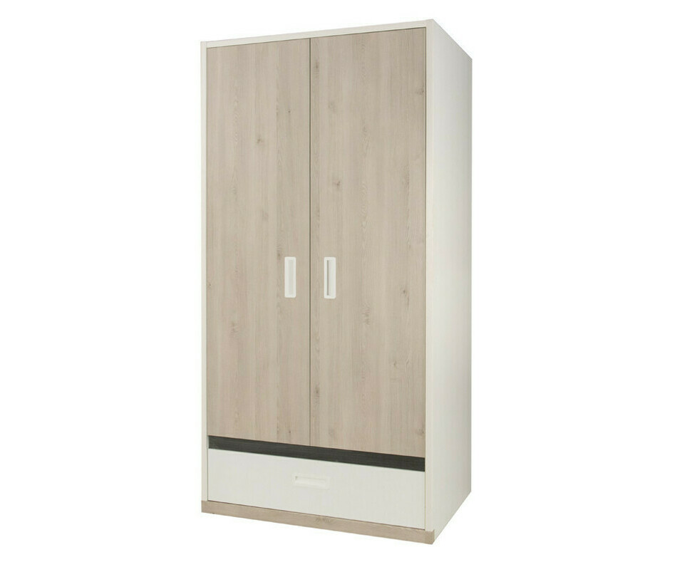 Armoire 2 Portes Ilo Bois et Blanc 