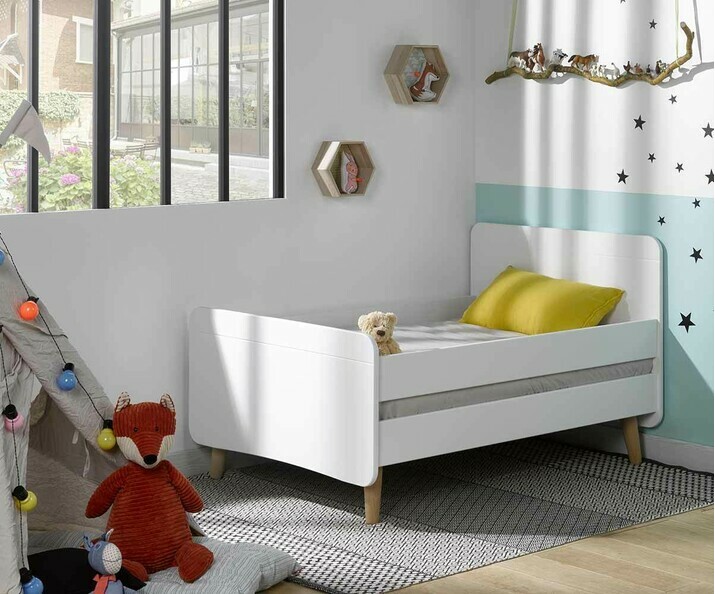 Lit Enfant volutif Willow 90x140 cm Blanc avec Pieds et Barrire en Option