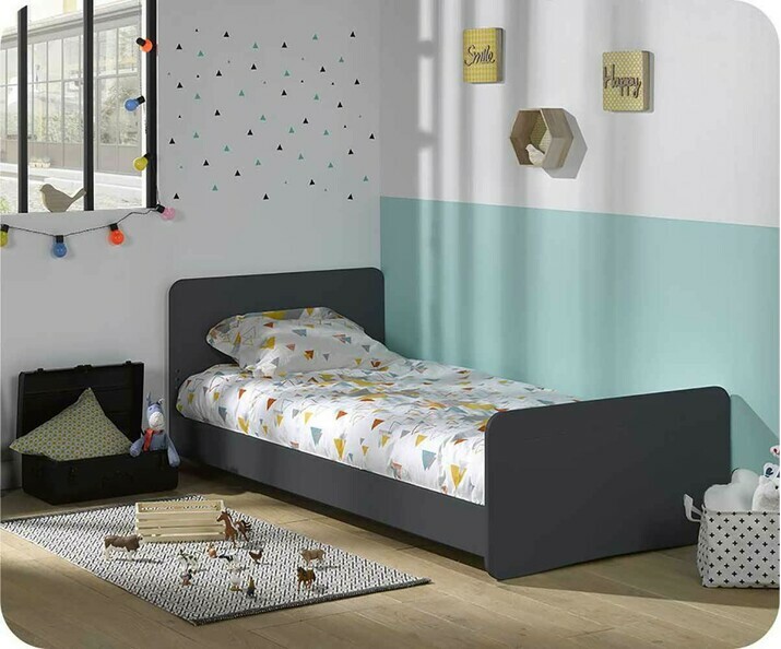 Lit Enfant Willow Gris Anthracite avec Sommier et Matelas