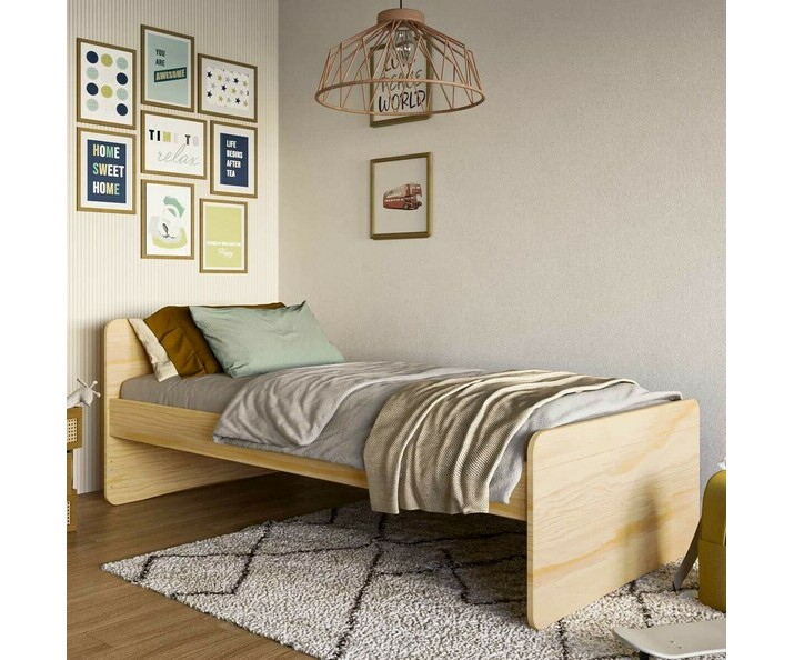 Pack Lit Enfant Willow Bois naturel avec Sommier et Matelas