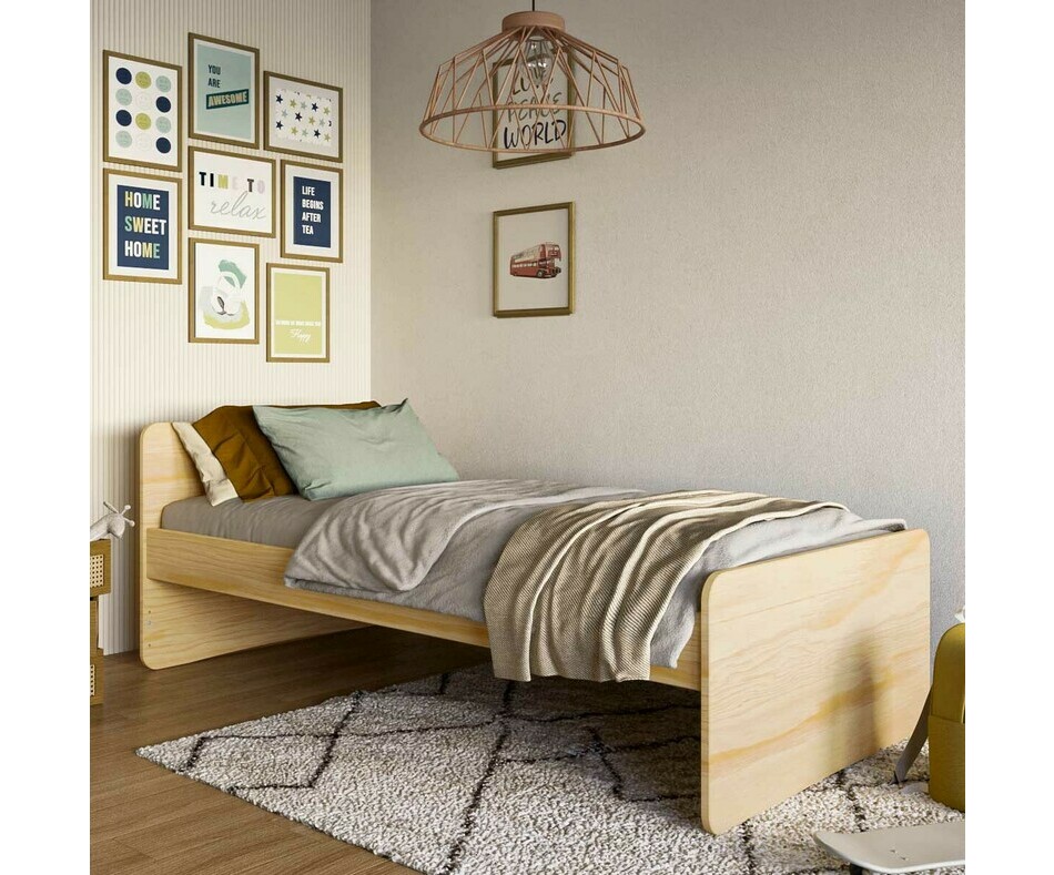 Pack Lit Enfant Willow Bois naturel avec Sommier et Matelas