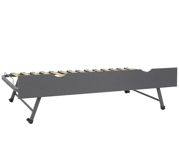 Sommier Gigogne avec Faade en Bois Massif Gris anthracite