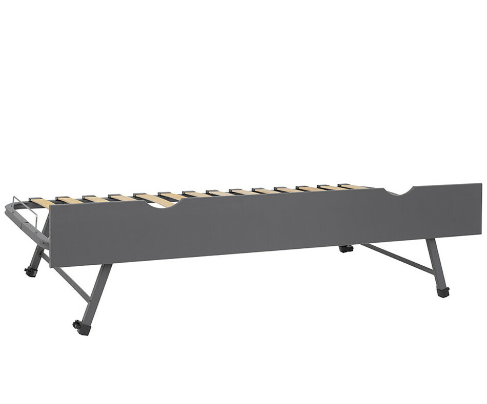 Sommier Gigogne avec Faade en Bois Massif Gris anthracite