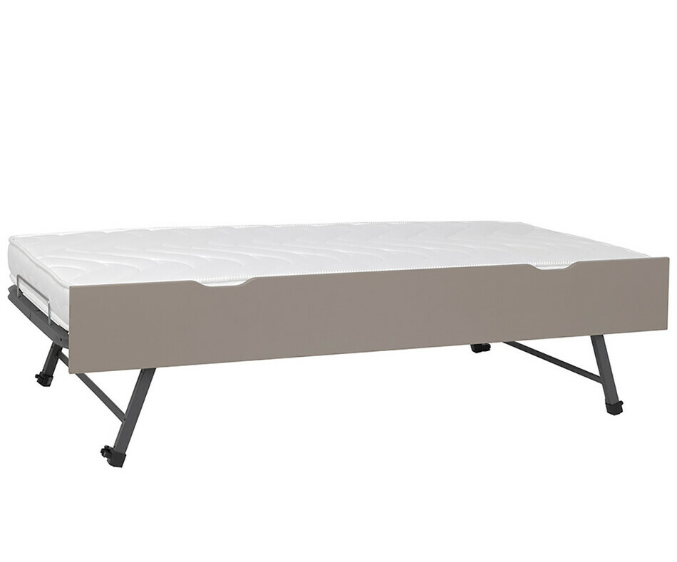 Sommier Gigogne avec Faade en Bois Massif Lin Matelas en Option