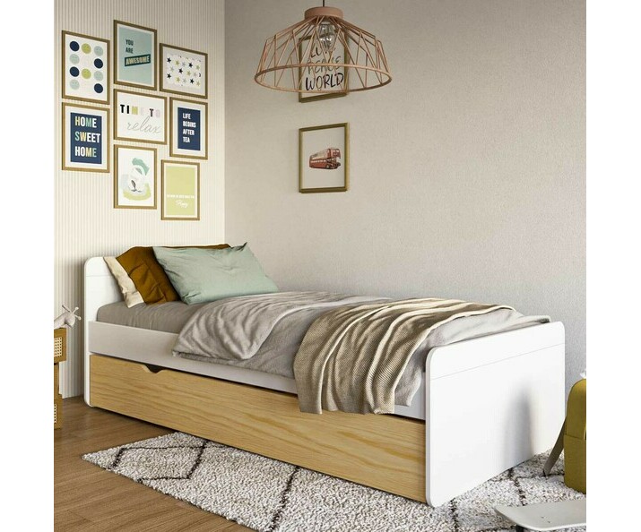 Lit Enfant Gigogne Willow Blanc 90x190 cm avec sommier gigogne sur lev