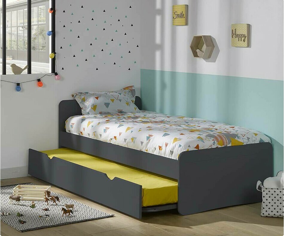 Lit Enfant Gigogne Willow Gris Anthracite avec 2 Matelas