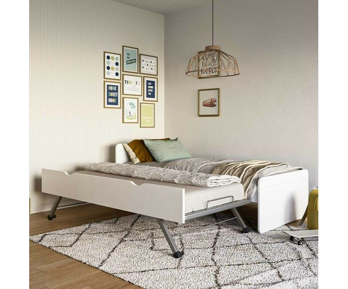 Lit Enfant Gigogne Willow Blanc avec 2 Matelas