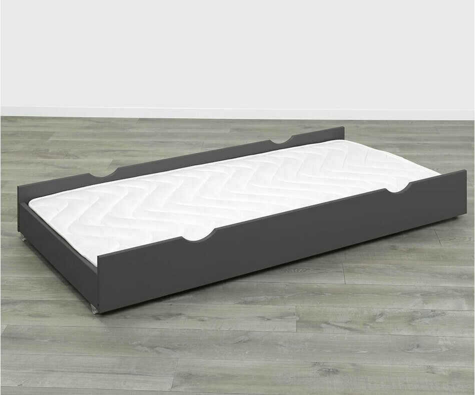 Tiroir de Lit Enfant Gris anthracite en Bois massif