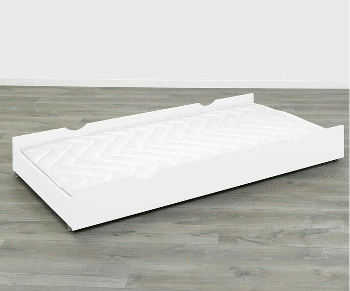 Tiroir de Lit Enfant Blanc en Bois massif