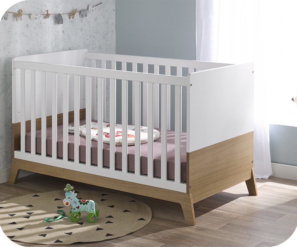Lit Bébé Évolutif Aloa Blanc et Bois