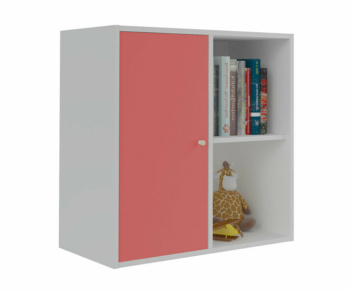 Meuble de Rangements Moov 4 Cases Blanches avec une Porte Rose