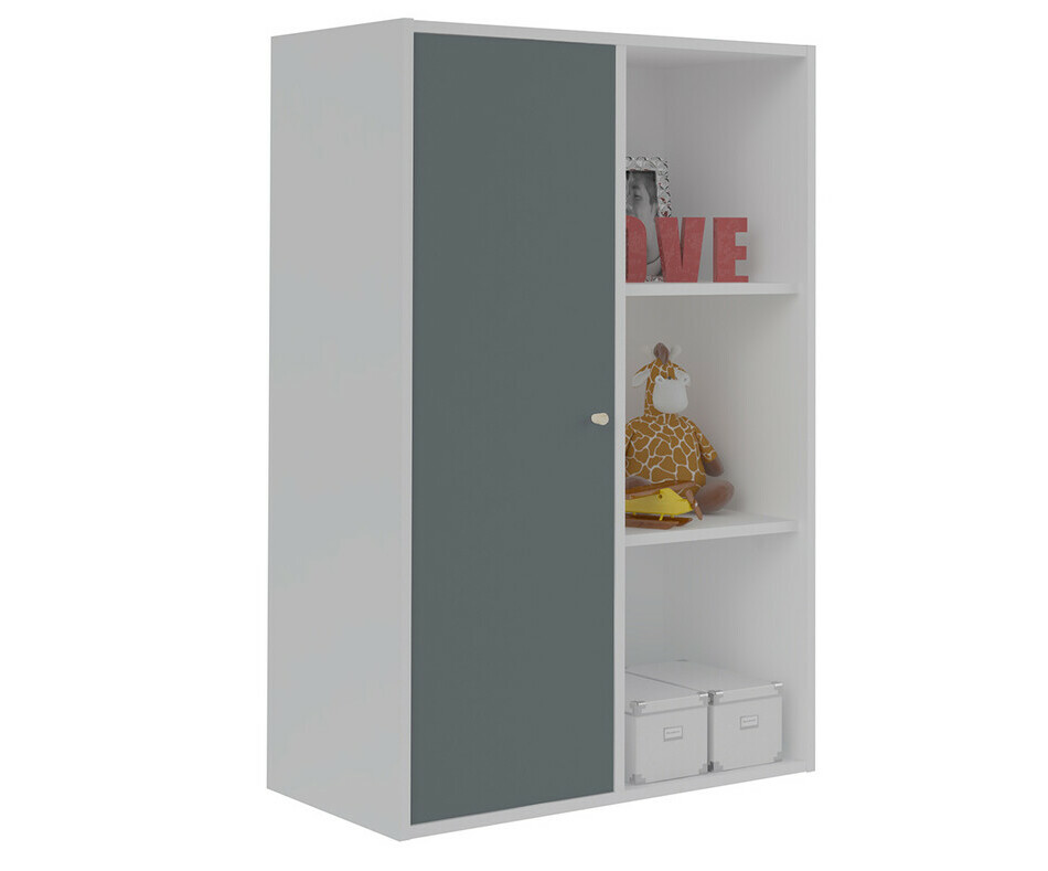 Meuble de Rangements Moov 6 Cases Blanches avec une Porte Grise