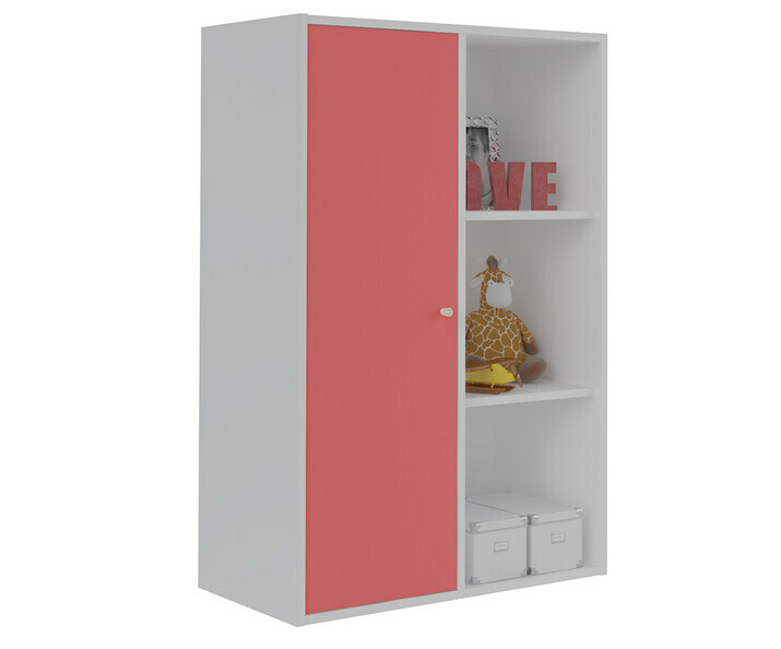 Meuble de Rangements Moov 6 Cases Blanches avec une Porte Rose