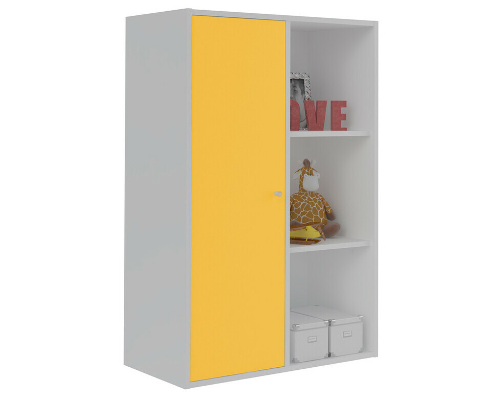 Meuble de Rangements Moov 6 Cases Blanches avec une Porte Jaune