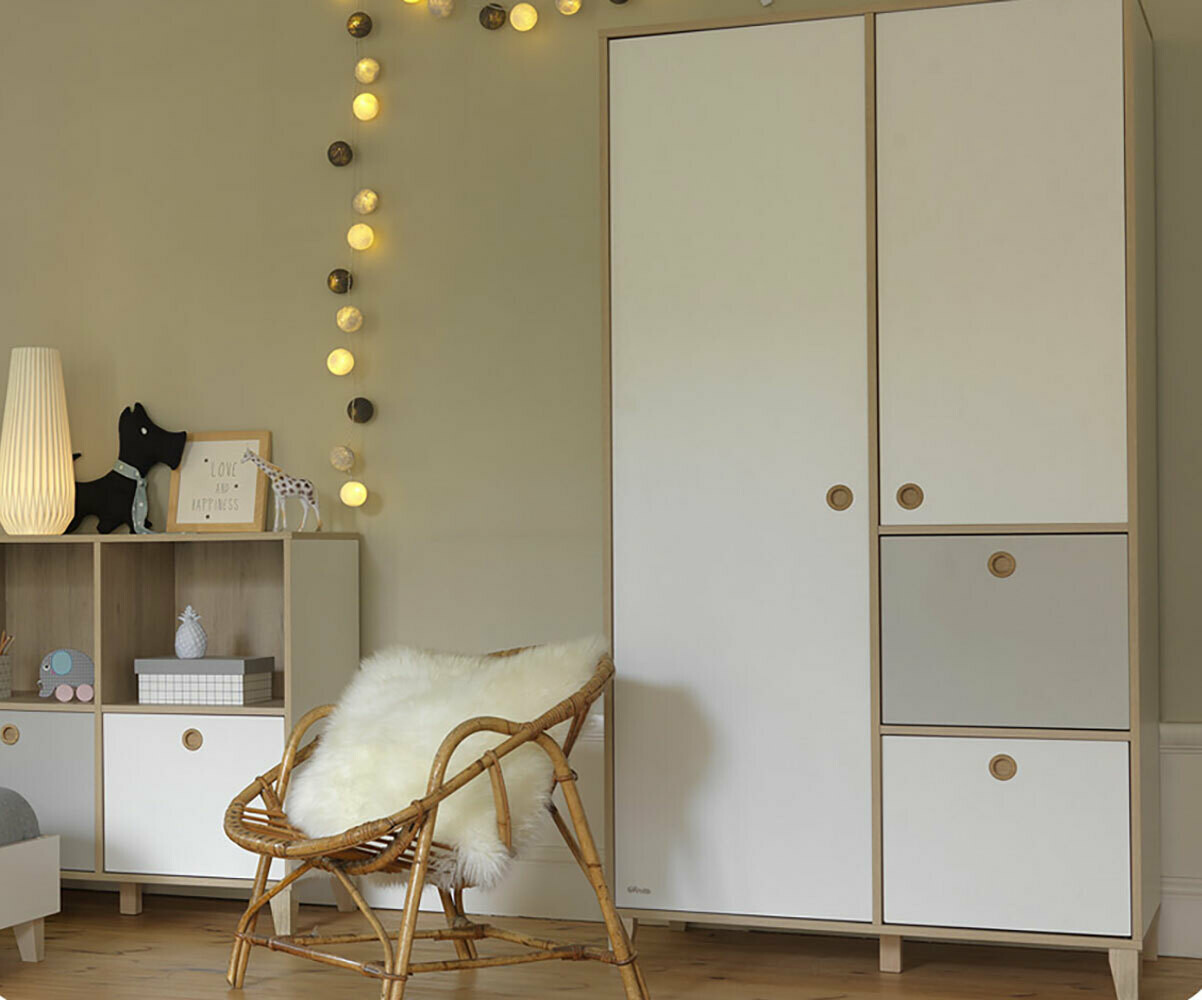 Armoire Bébé Perle Blanche et Bois