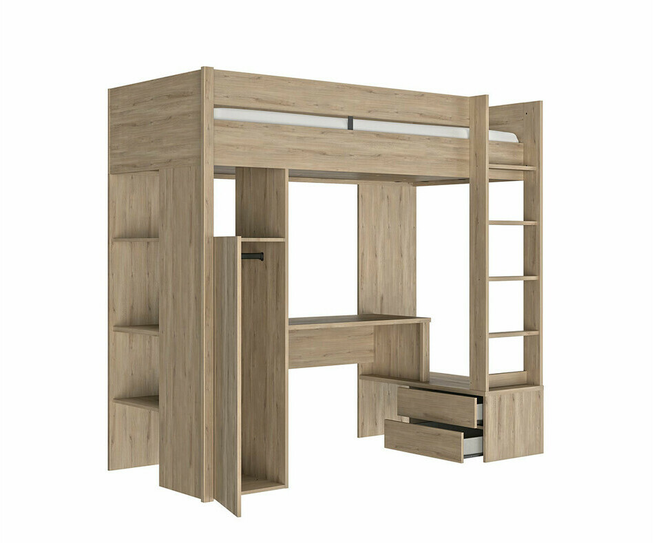 Couchage en hauteur en bois
