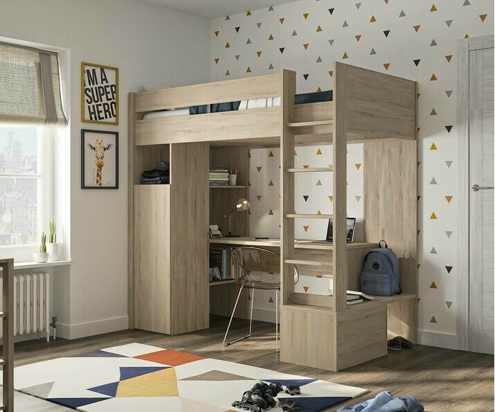Lit enfant mezzanine avec matelas - Soa
