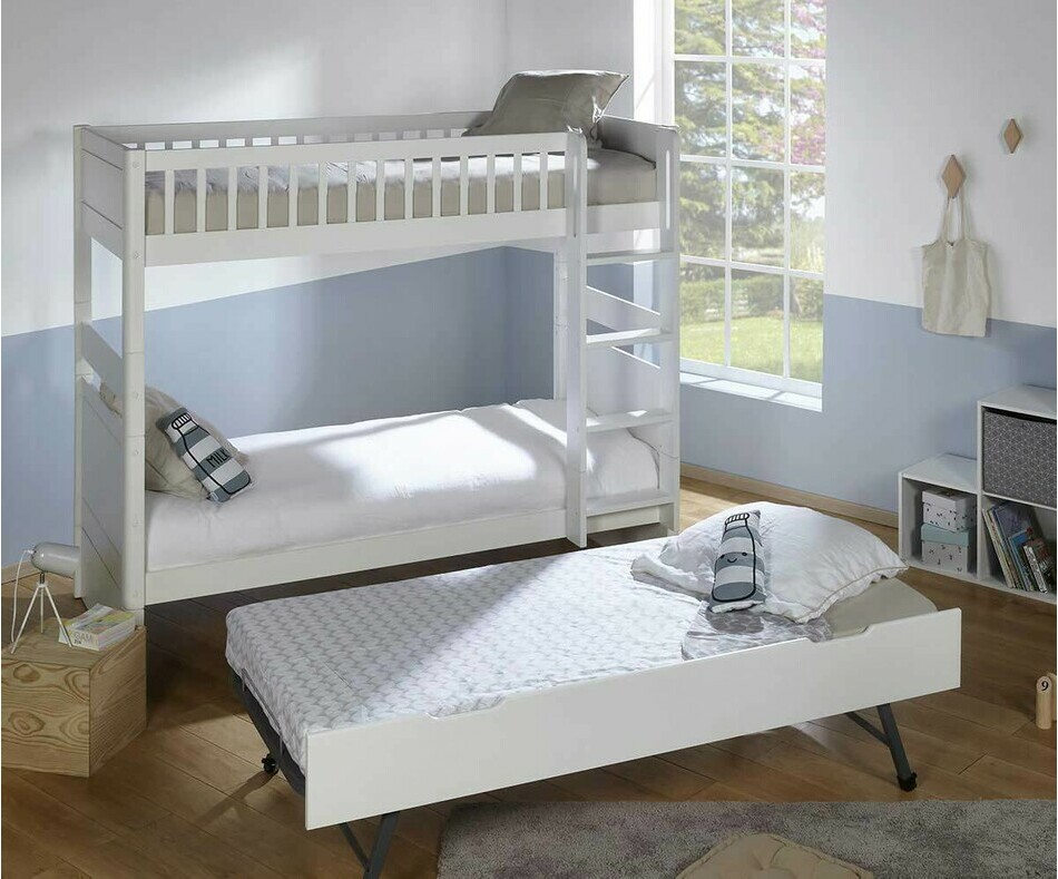 Lit superpos enfant volutif couchage haut avec sommier gigogne ouvert - Rio 