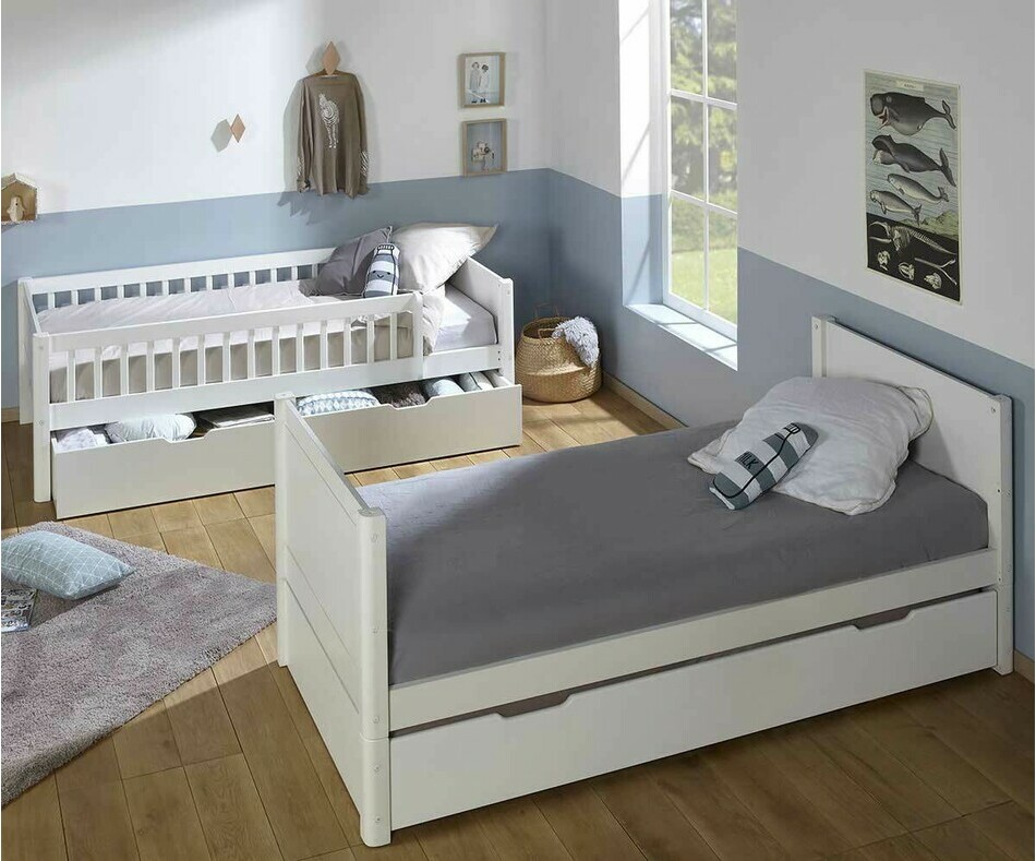Lit enfant avec barrires Julia et lit junior avec sommier gigogne ferm 