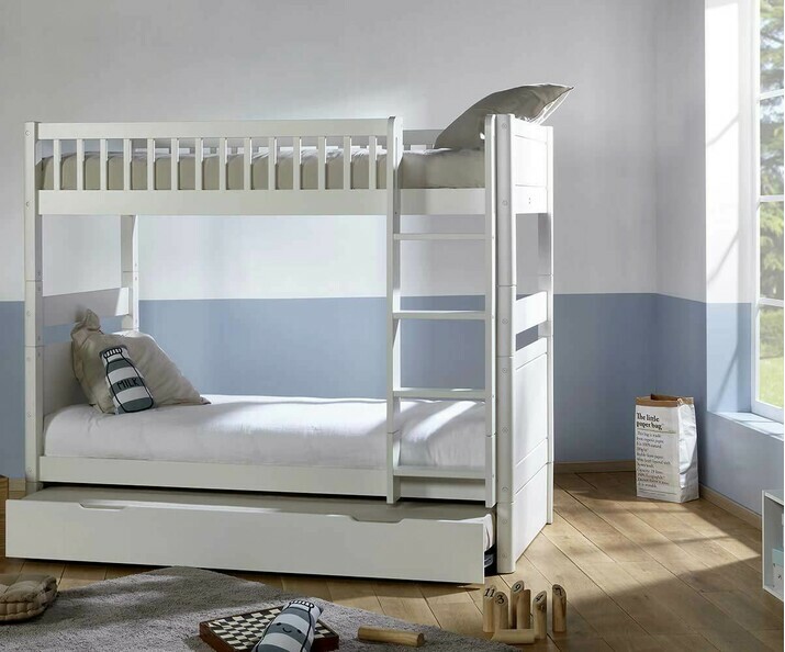 Lit superposé enfant évolutif couchage haut avec sommier gigogne - Rio